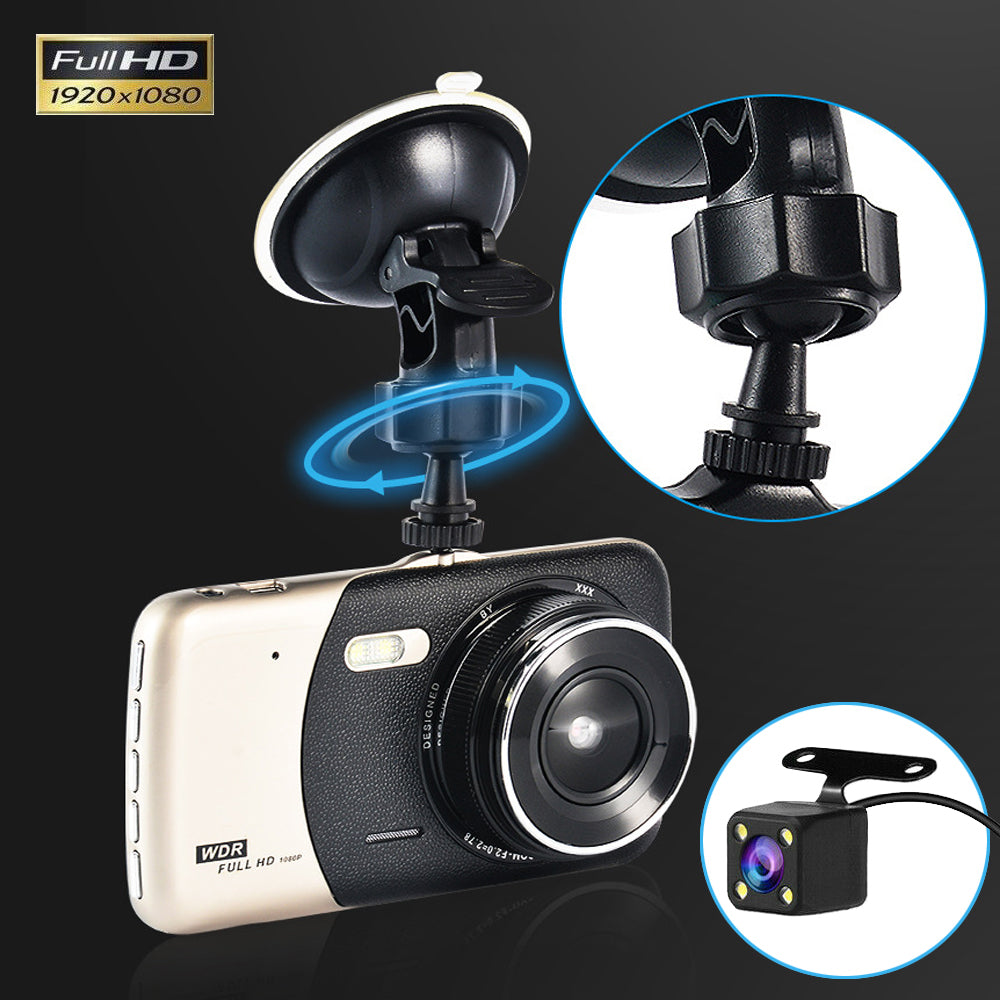 1080P Dual Dash Camera 170° Wide Front Rear DVR Night Vision