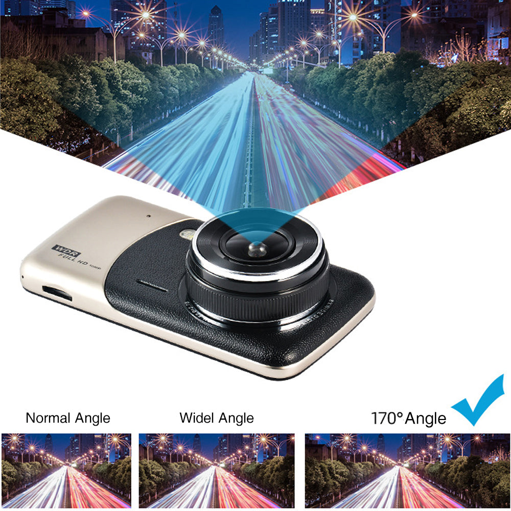 1080P Dual Dash Camera 170° Wide Front Rear DVR Night Vision