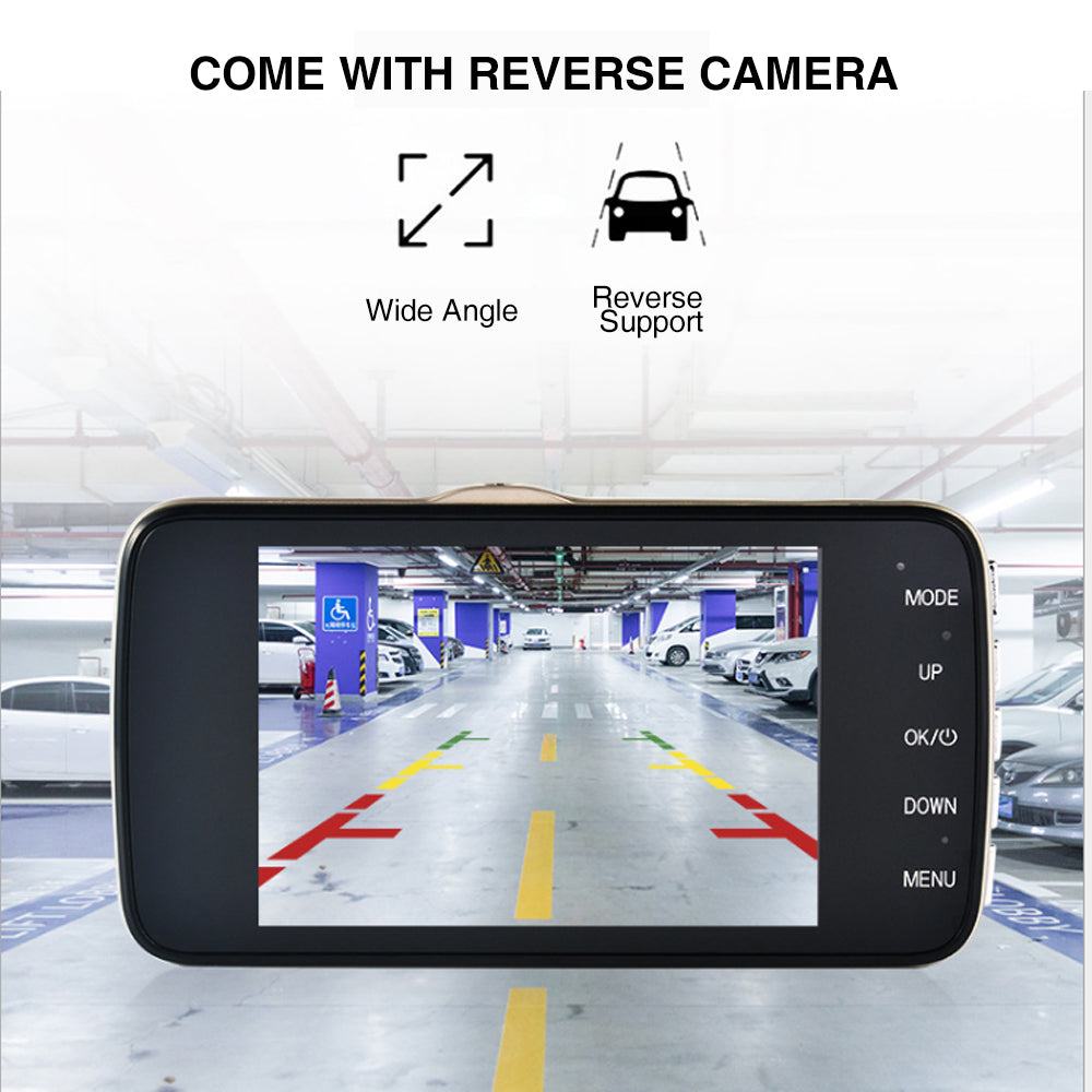 1080P Dual Dash Camera 170° Wide Front Rear DVR Night Vision