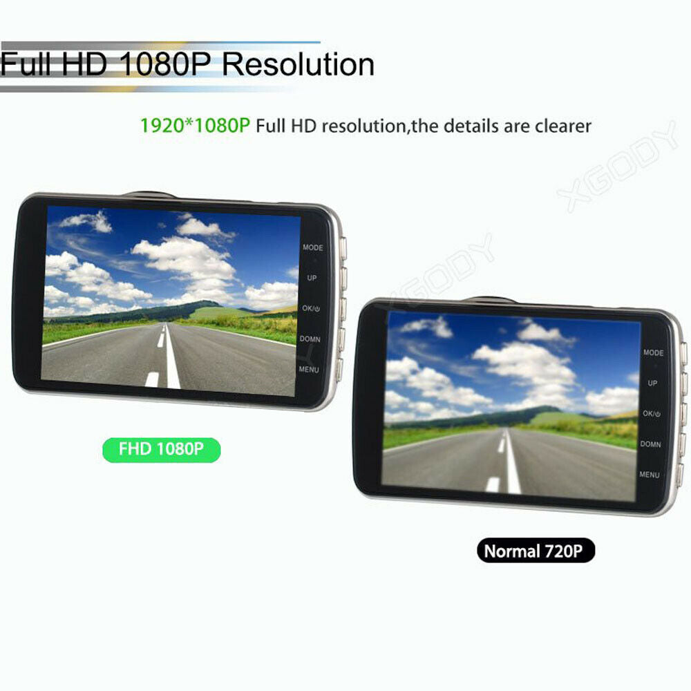 1080P Dual Dash Camera 170° Wide Front Rear DVR Night Vision