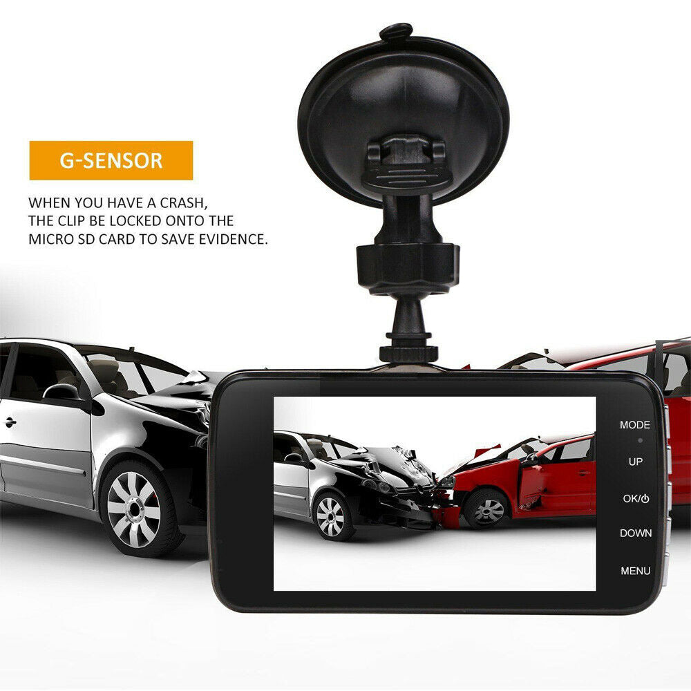 1080P Dual Dash Camera 170° Wide Front Rear DVR Night Vision