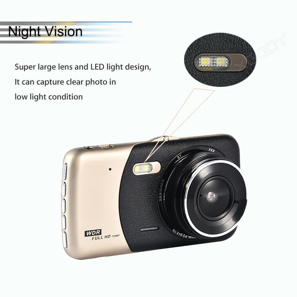 1080P Dual Dash Camera 170° Wide Front Rear DVR Night Vision