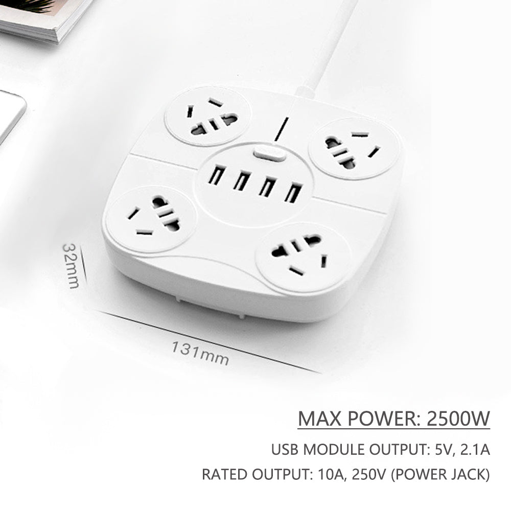 4AC Outlets 4 USB Ports Power Board with 1.8M Cord,