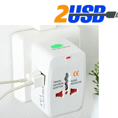 Dual USB Portable Electric Plug Power Socket Adapter International Tra