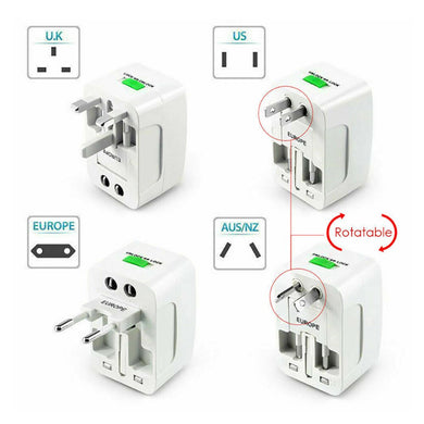 Dual USB Portable Electric Plug Power Socket Adapter International Tra