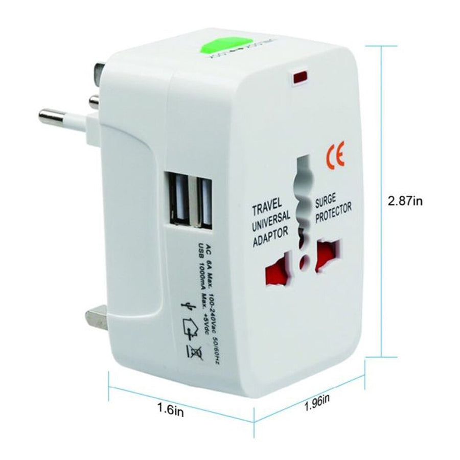Dual USB Portable Electric Plug Power Socket Adapter International Tra
