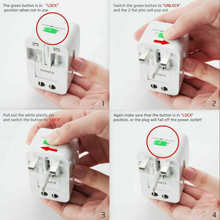 Dual USB Portable Electric Plug Power Socket Adapter International Tra