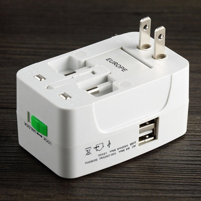 Dual USB Portable Electric Plug Power Socket Adapter International Tra