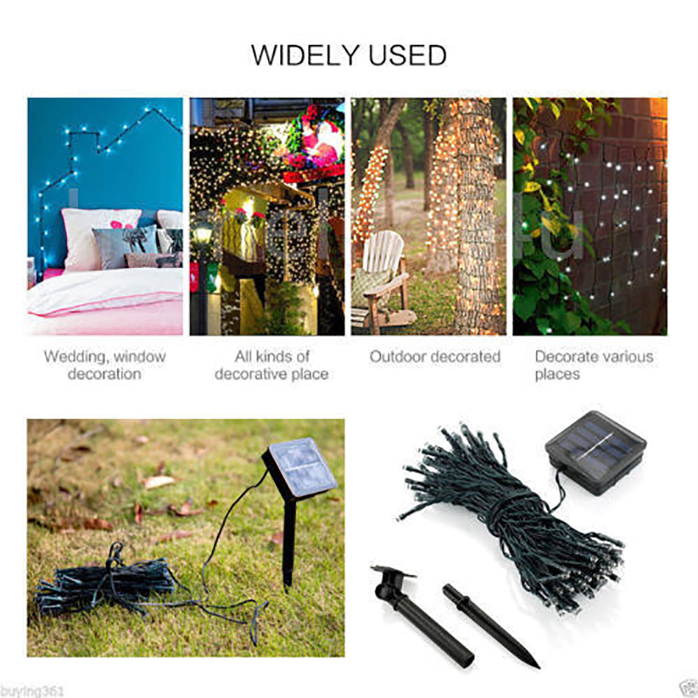 Waterproof Solar Led Fairy String Lights 12M 100LED Outdoor