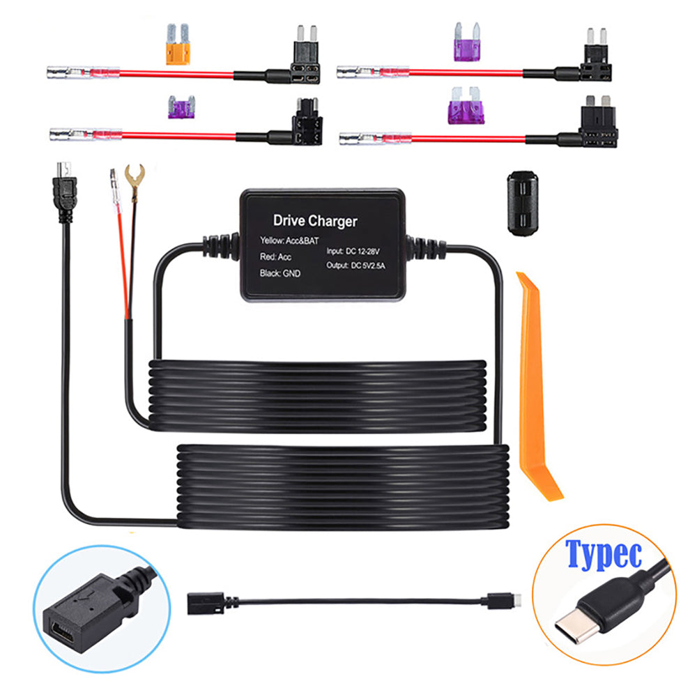 USB/Micro/Type-C Hardwire Kit for DashCam RearView Camera Reversing Recorder (Type-C)