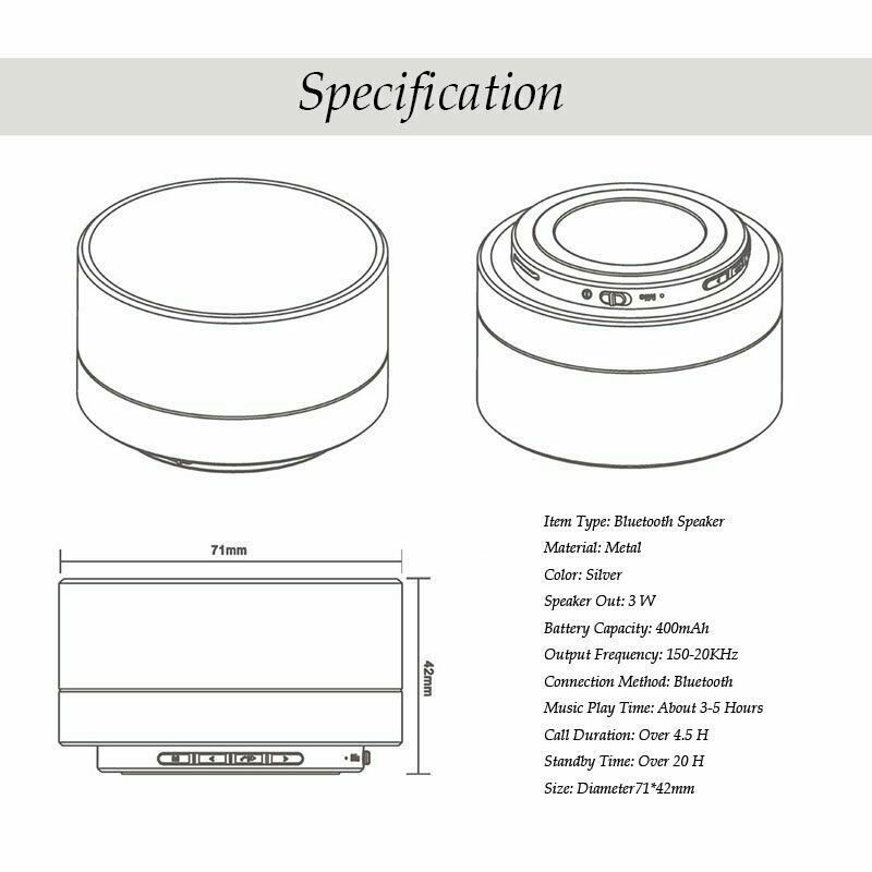 Bluetooth Speakers Portable Wireless Speaker Music Stereo Handsfree Rechargeable Silver