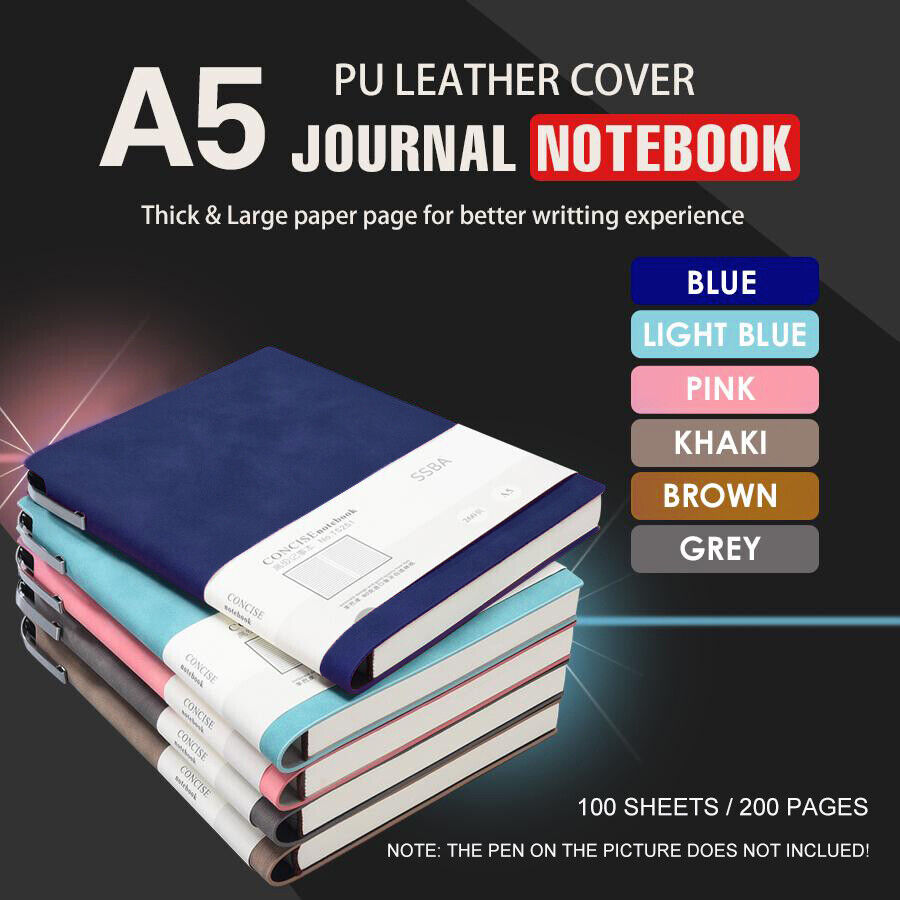 A5 PU Leather 200 Pages Journal with Ribbon Bookmarks