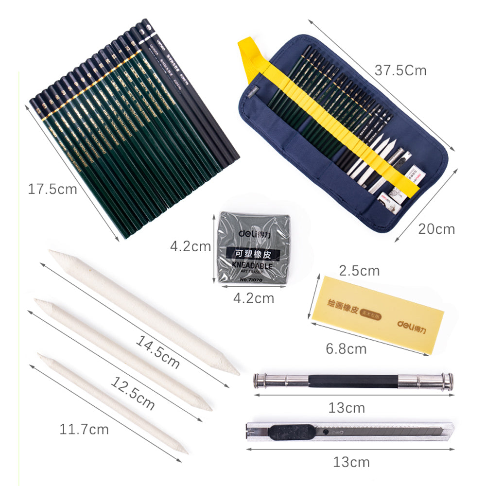 27 in 1 Smooth Writing Sketch Drawing Pencil Set with Bag