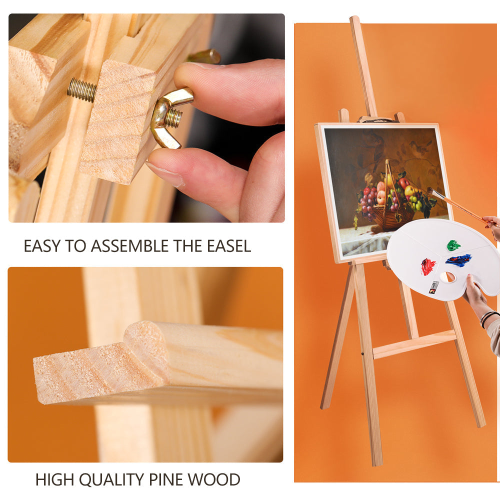 Adjustable Solid Pine Wood Easel Stand for Art and Display, 150CM