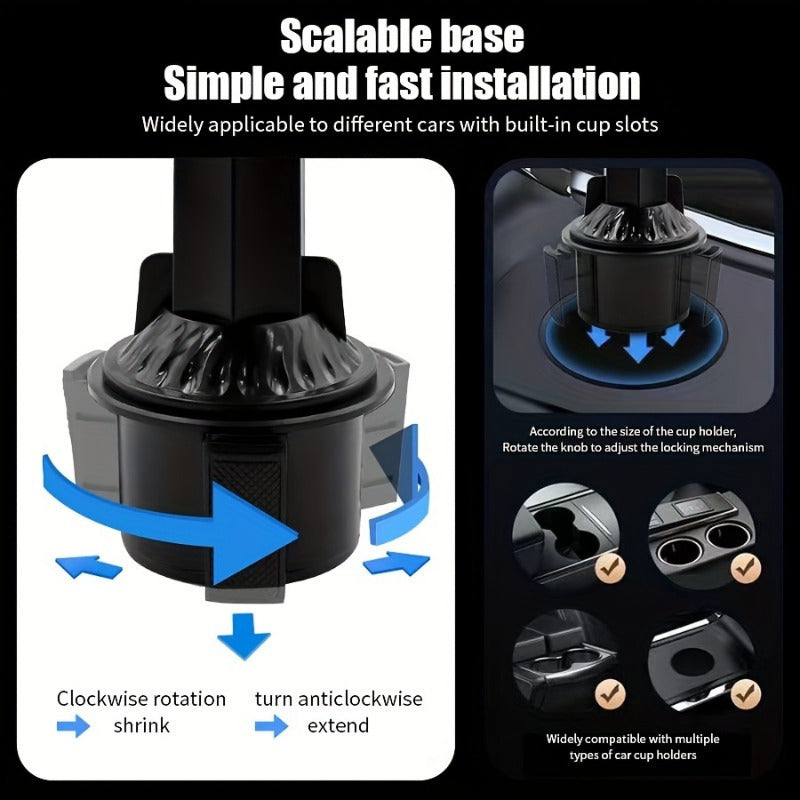 Universal 3in1 Car Cup Holder Tray Phone Mount Drink Food Table Tidy Organizer