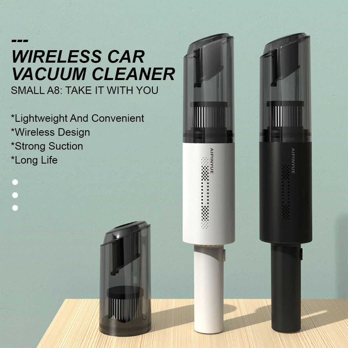 6000Pa Suction Portable Car Vacuum Cleaner, Wireless Charging