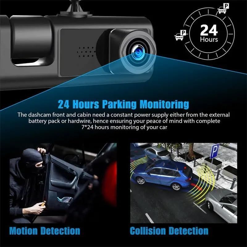 Full HD 1080P 3 Channels Dash Cam, Night Vision, WiFi, 32GB