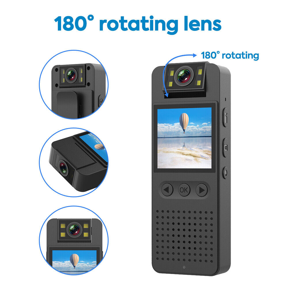 1080P WiFi HD Wearable Camera 12MP, Night Vision, 64GB SD Card