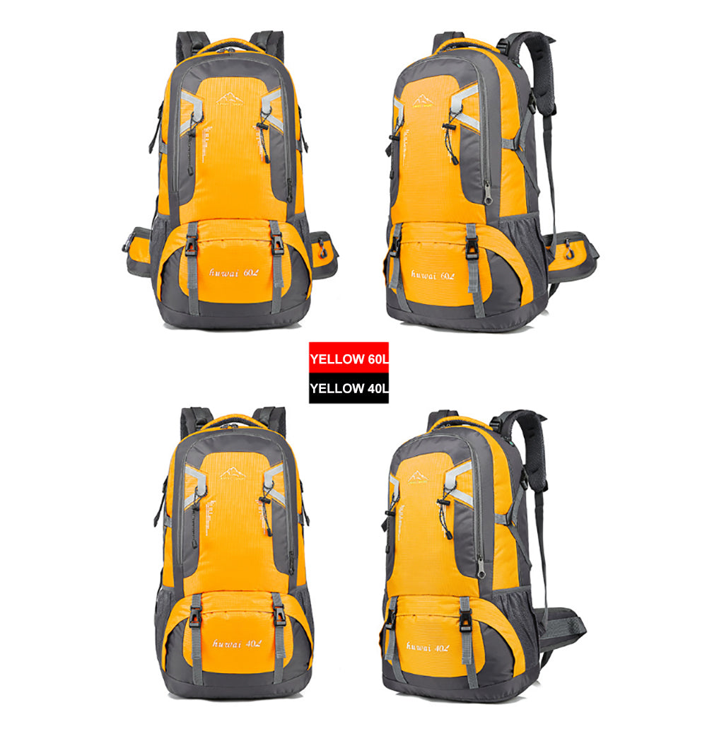 60L Waterproof Nylon Hiking Backpack w/ Padded Straps