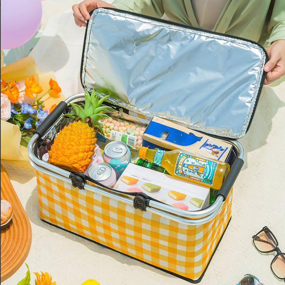 Large Collapsible Insulated Picnic Basket with Handles