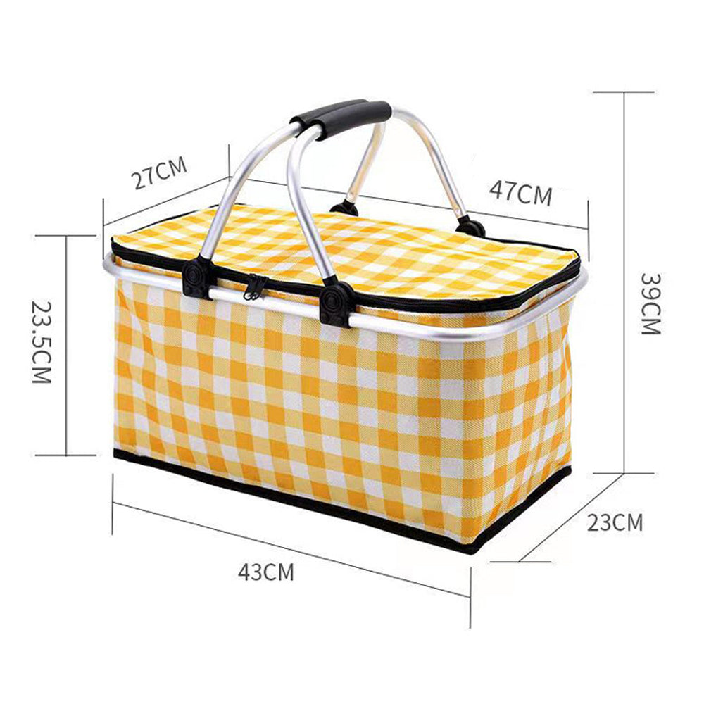 Large Collapsible Insulated Picnic Basket with Handles