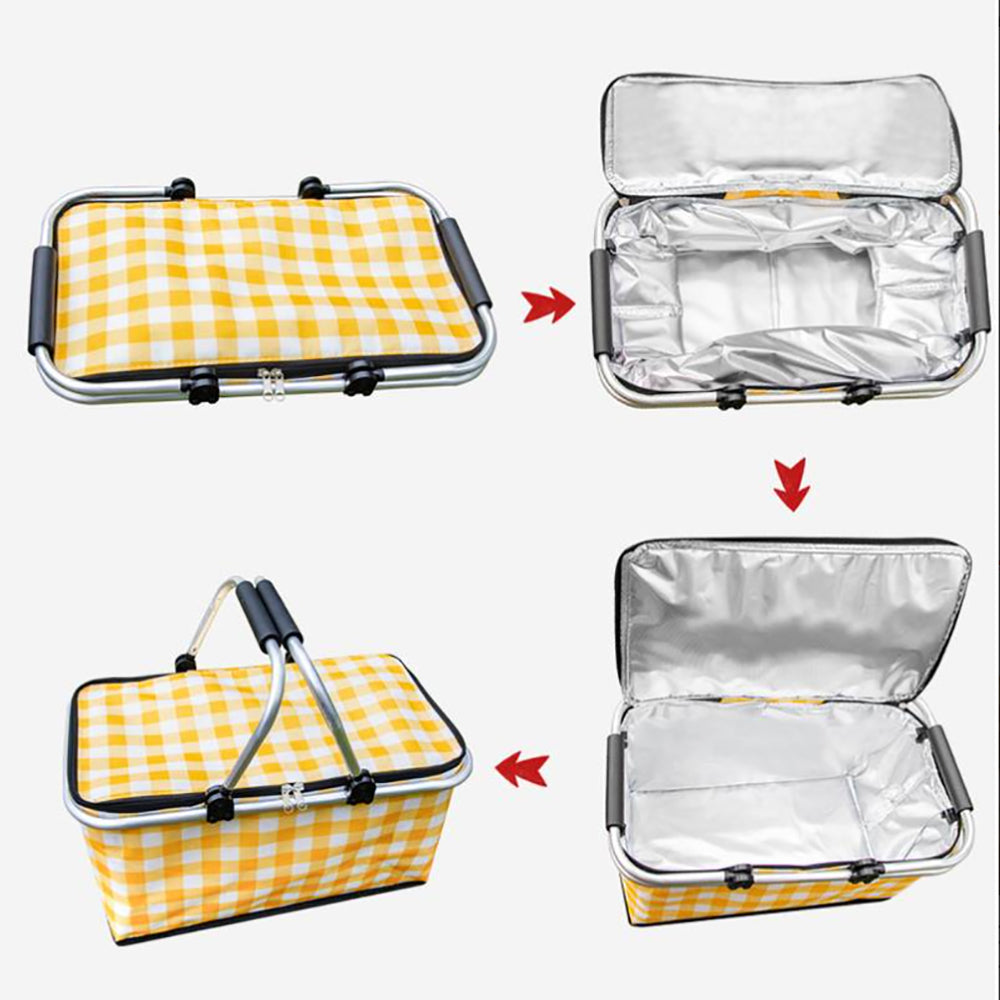 Large Collapsible Insulated Picnic Basket with Handles