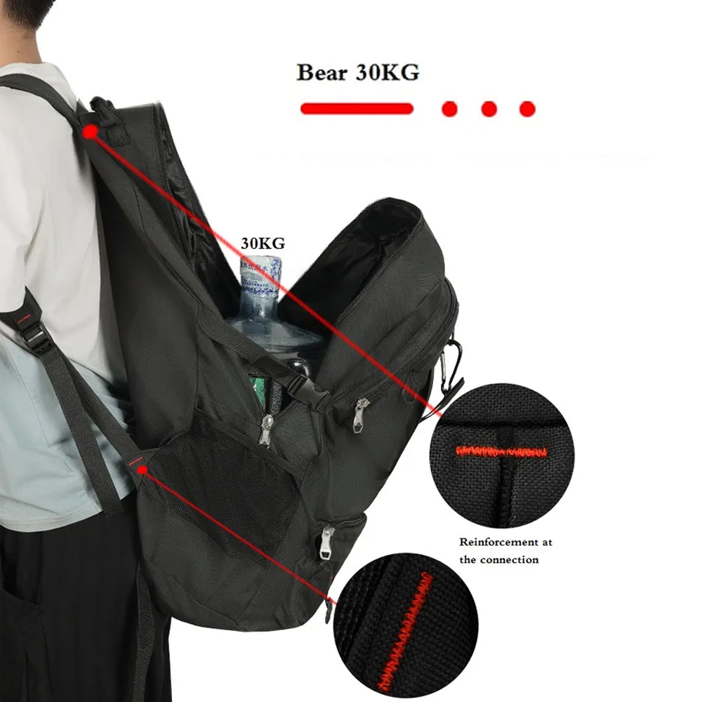 60L Travel Boarding Backpack Outdoor Trekking Luggage Hiking Camping Rucksack Large Capacity Storage Backpack Black