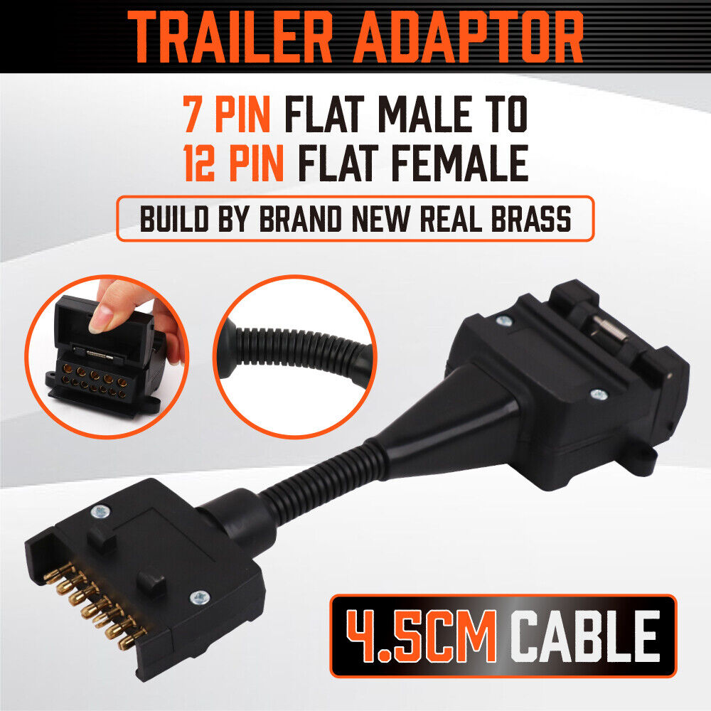 Waterproof 7 to 12 Pin Trailer Plug Adaptor, ABS, Black