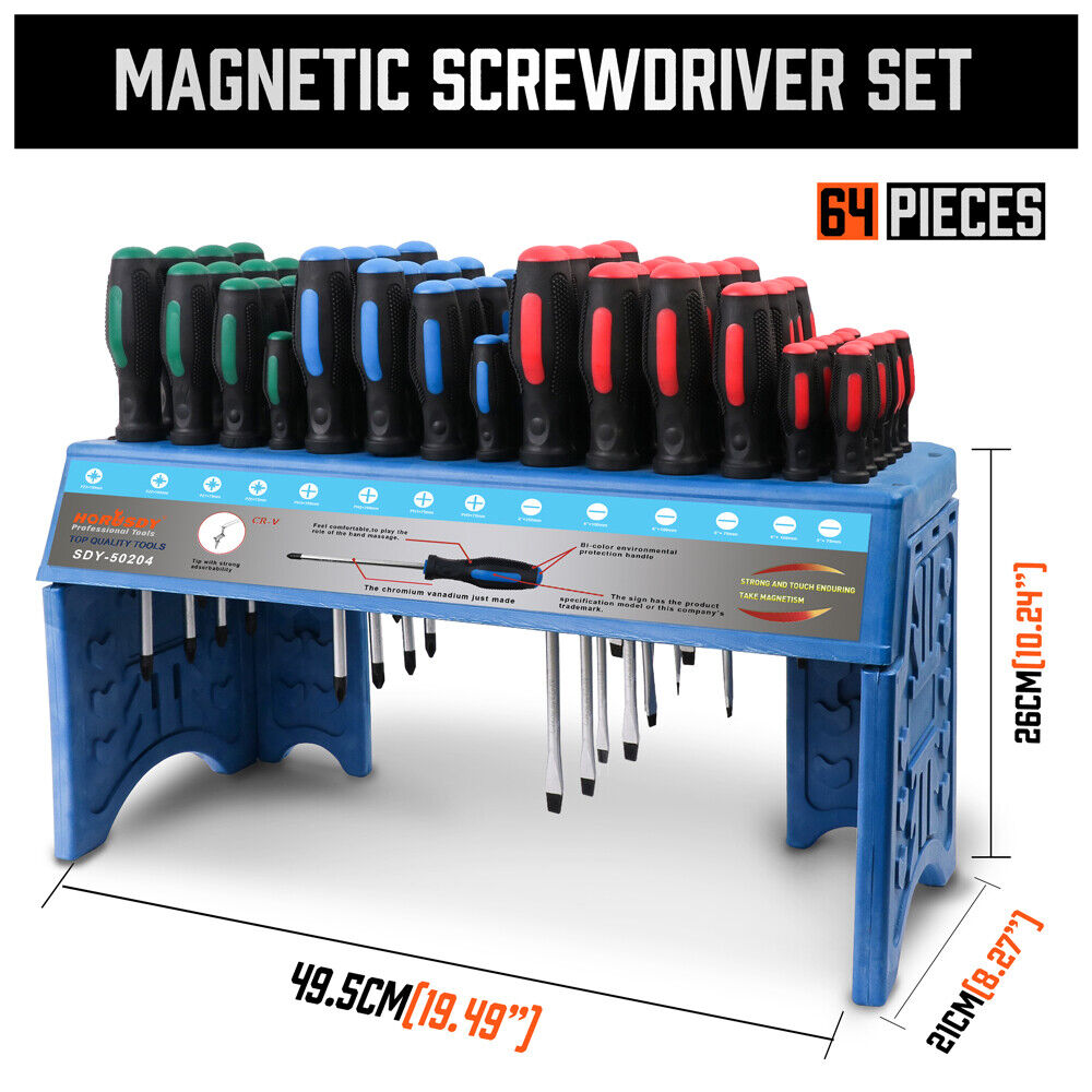 64-Piece Magnetic Precision Screwdriver Set with Stand