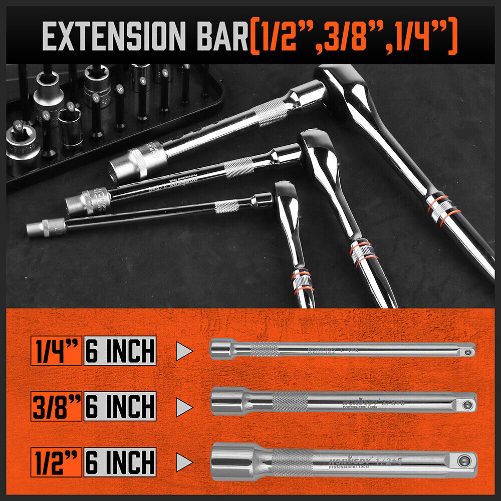 Compact 90 Tooth Ratchet Spanner Set with Extension Bars