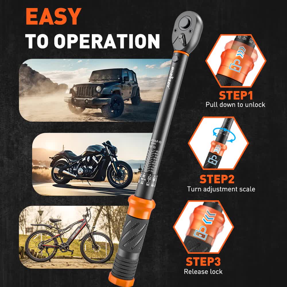 4Pc 3/8" Drive Click Torque Wrench Ratchet Socket Adaptor Extension WorkShop