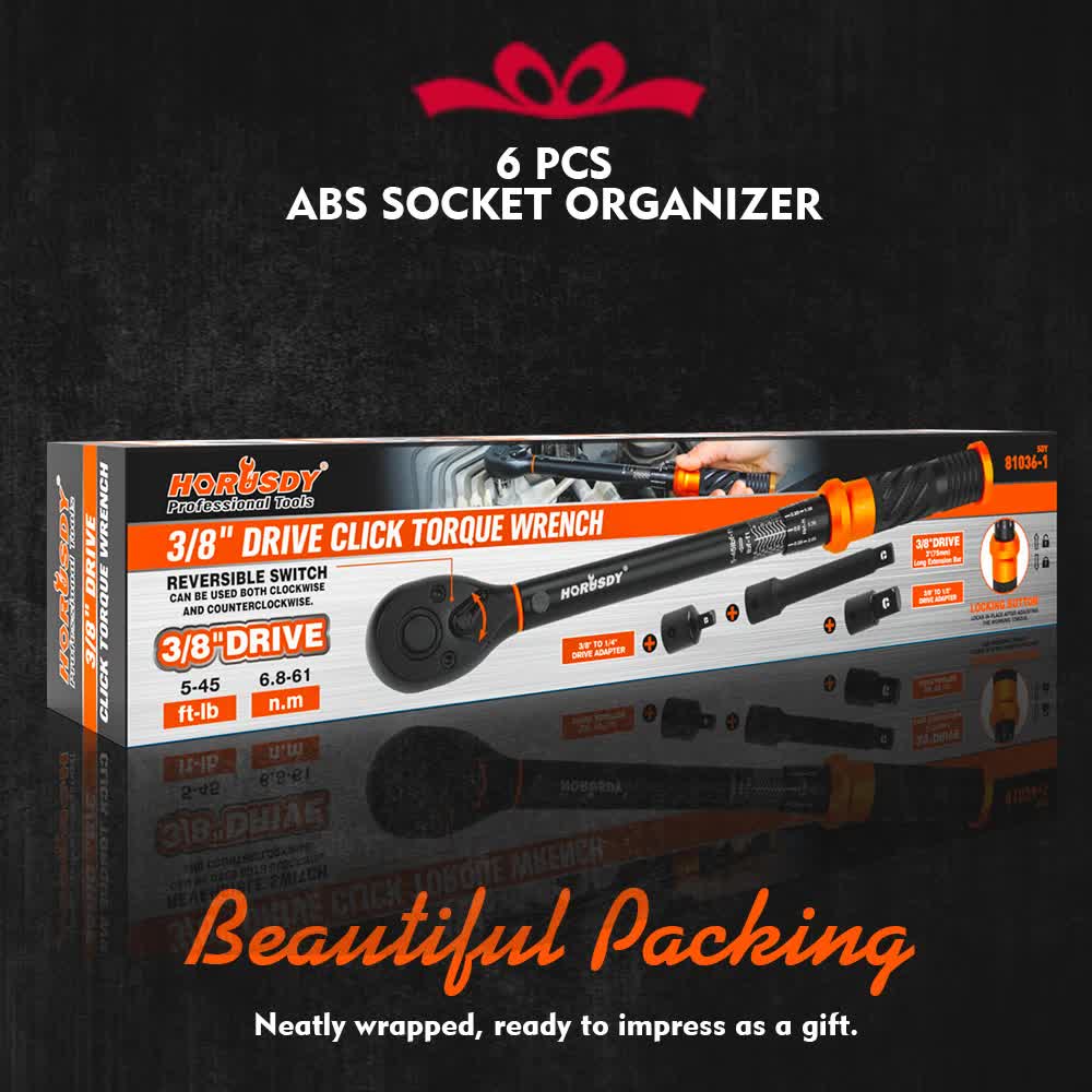 4Pc 3/8" Drive Click Torque Wrench Ratchet Socket Adaptor Extension WorkShop