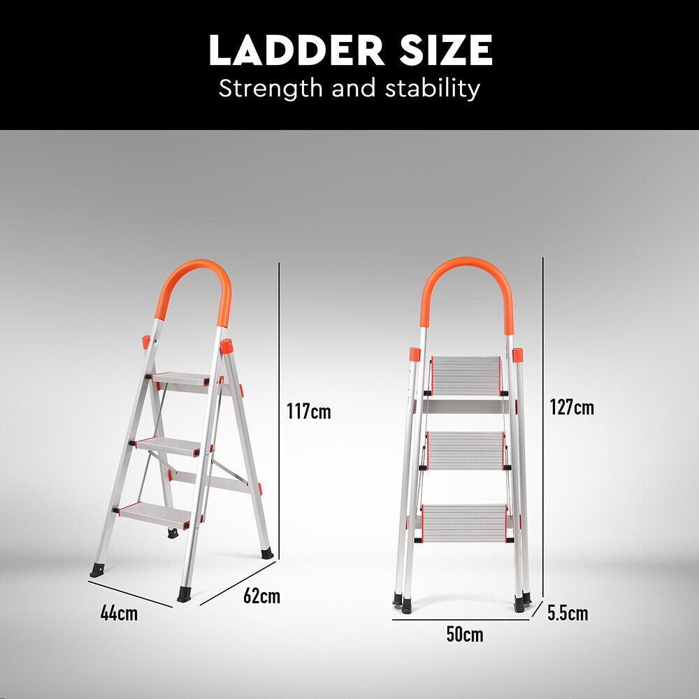 3-Step Foldable Non-Slip Aluminium Ladder with Foam Handle