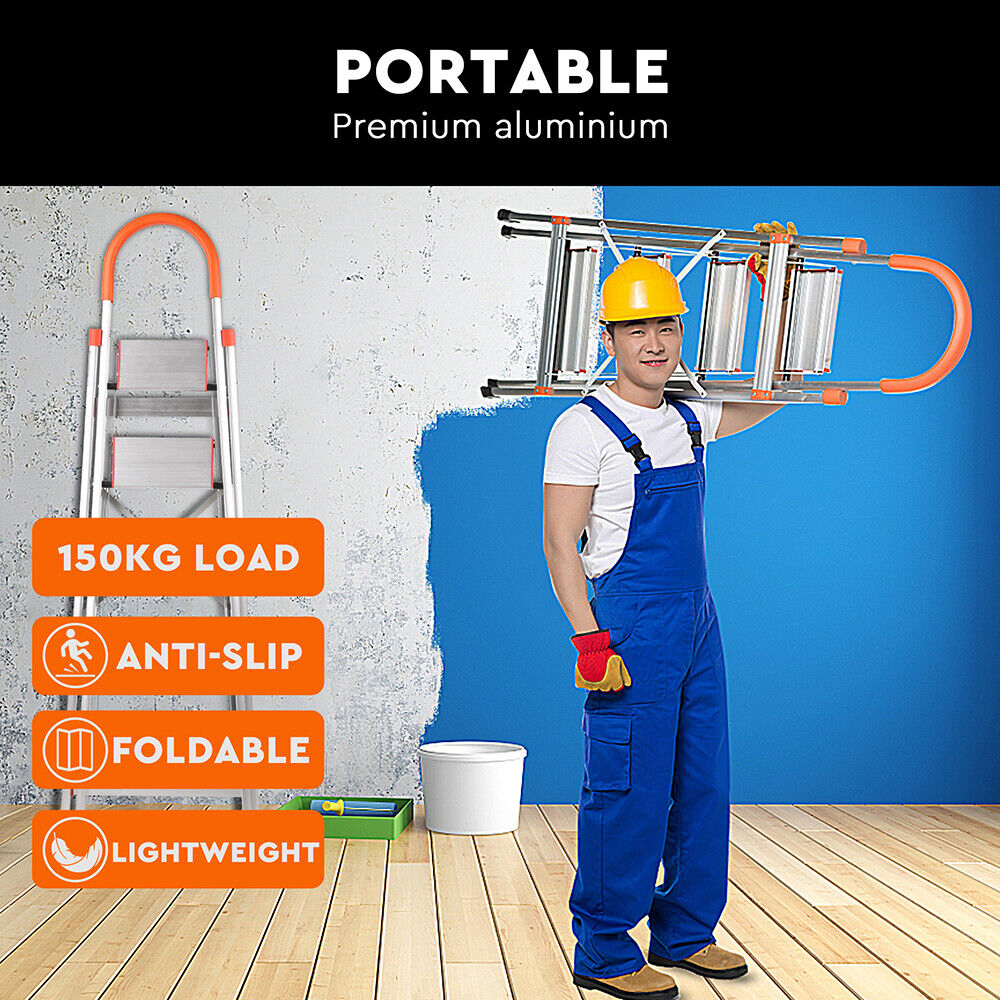 3-Step Foldable Non-Slip Aluminium Ladder with Foam Handle