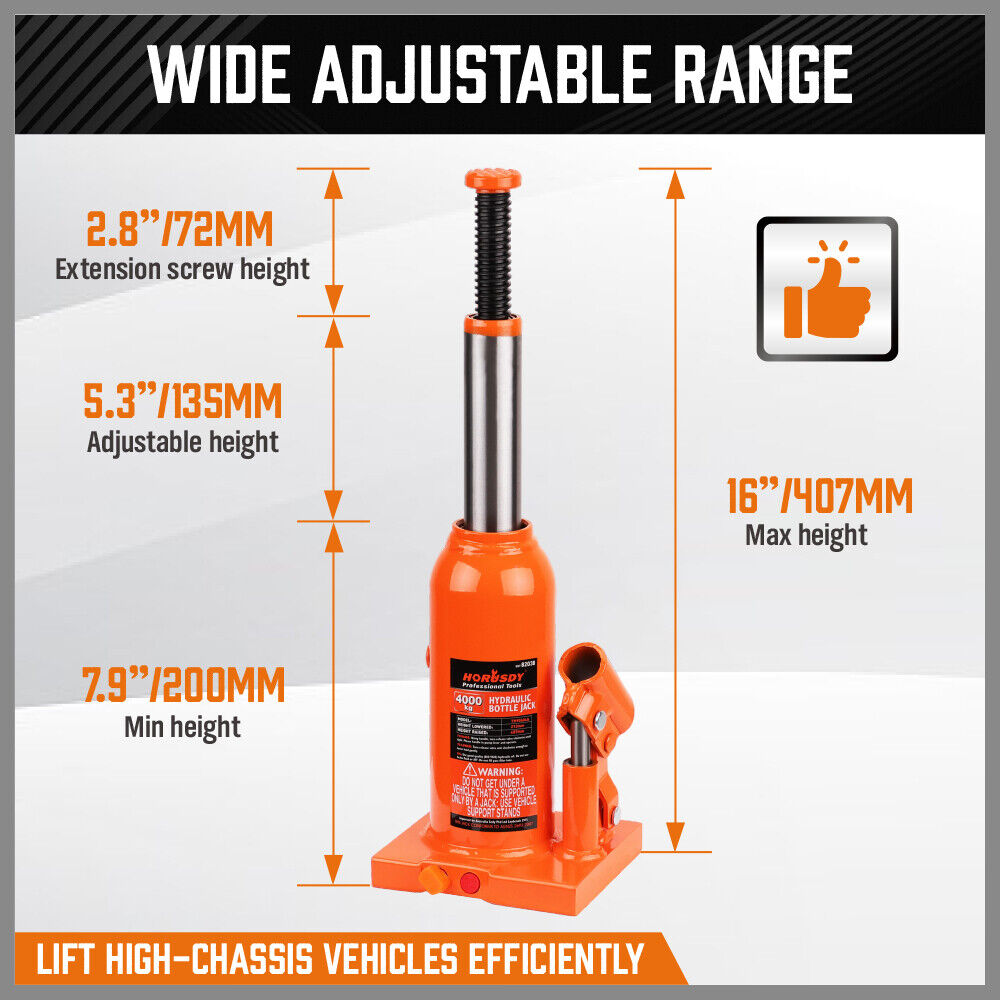 4-Ton 8,000 LBs Hydraulic Bottle Jack Heavy Duty Car Lifter with Safety Valve