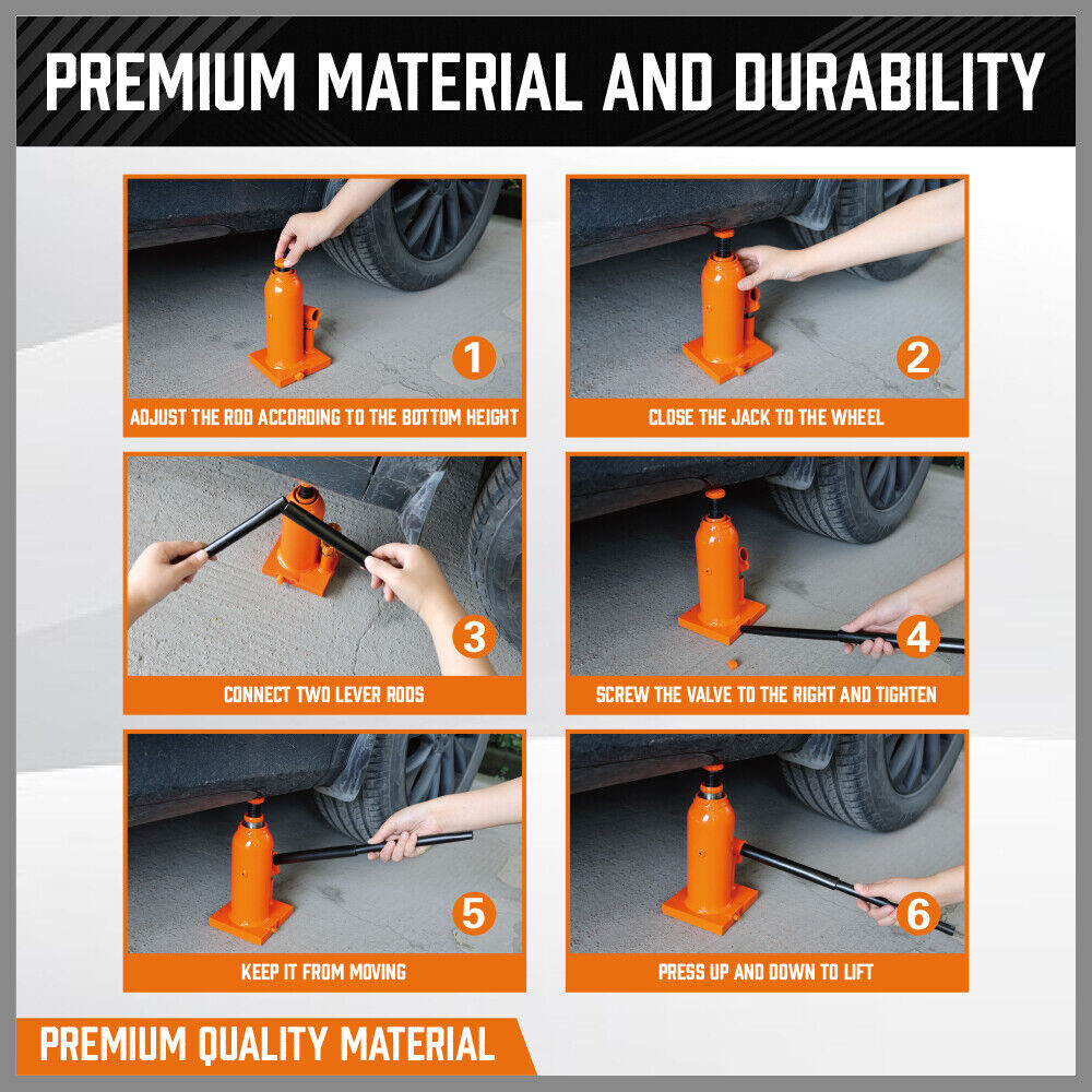 4-Ton 8,000 LBs Hydraulic Bottle Jack Heavy Duty Car Lifter with Safety Valve