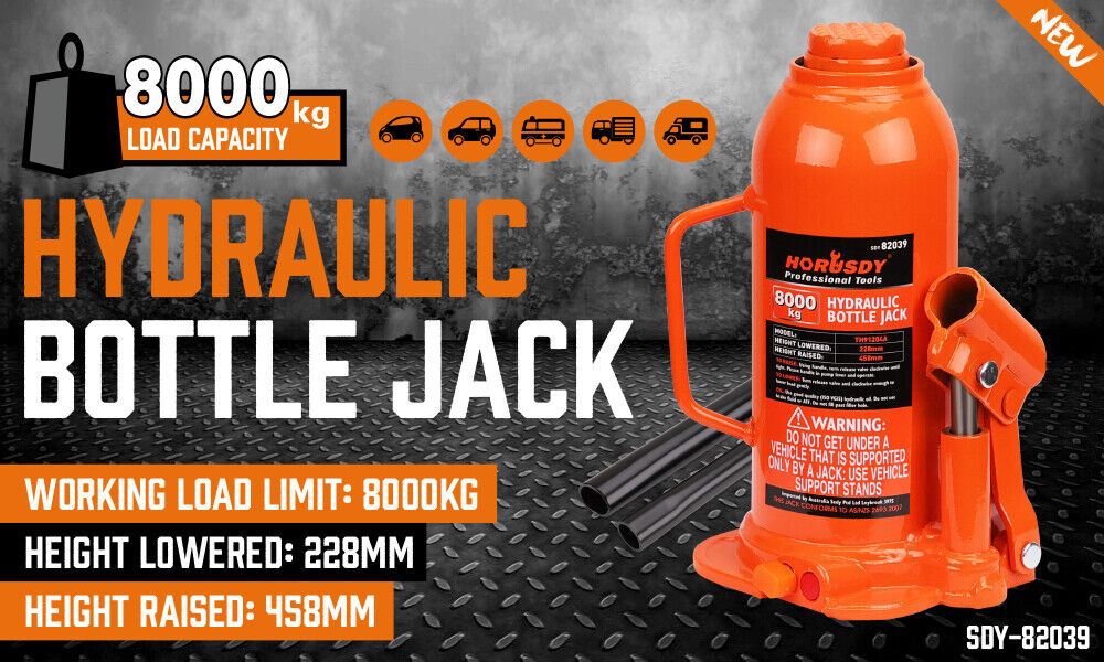 8-Ton 16,000 LBs Hydraulic Bottle Jack Heavy Duty Car Lifter with Safety Valve