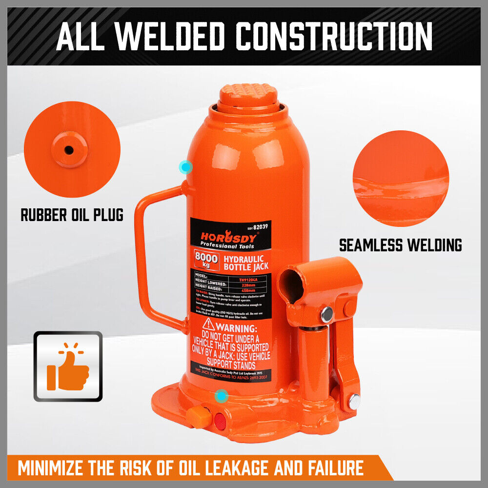 8-Ton 16,000 LBs Hydraulic Bottle Jack Heavy Duty Car Lifter with Safety Valve