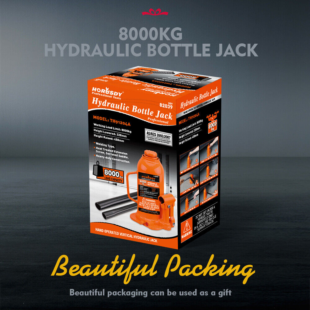 8-Ton 16,000 LBs Hydraulic Bottle Jack Heavy Duty Car Lifter with Safety Valve