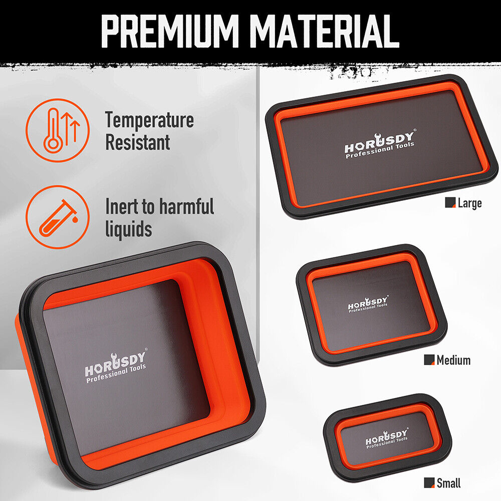 3Pc Magnetic Parts Tray Set, Heat Resistant, Easy Clean, HORUSDY