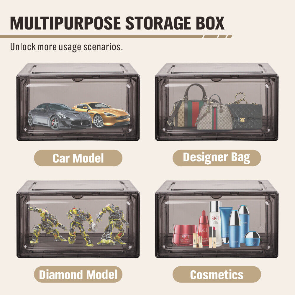 20Pcs Premium Acrylic Shoe Box Sneaker Display Storage Case Boxes Magnetic Door Au