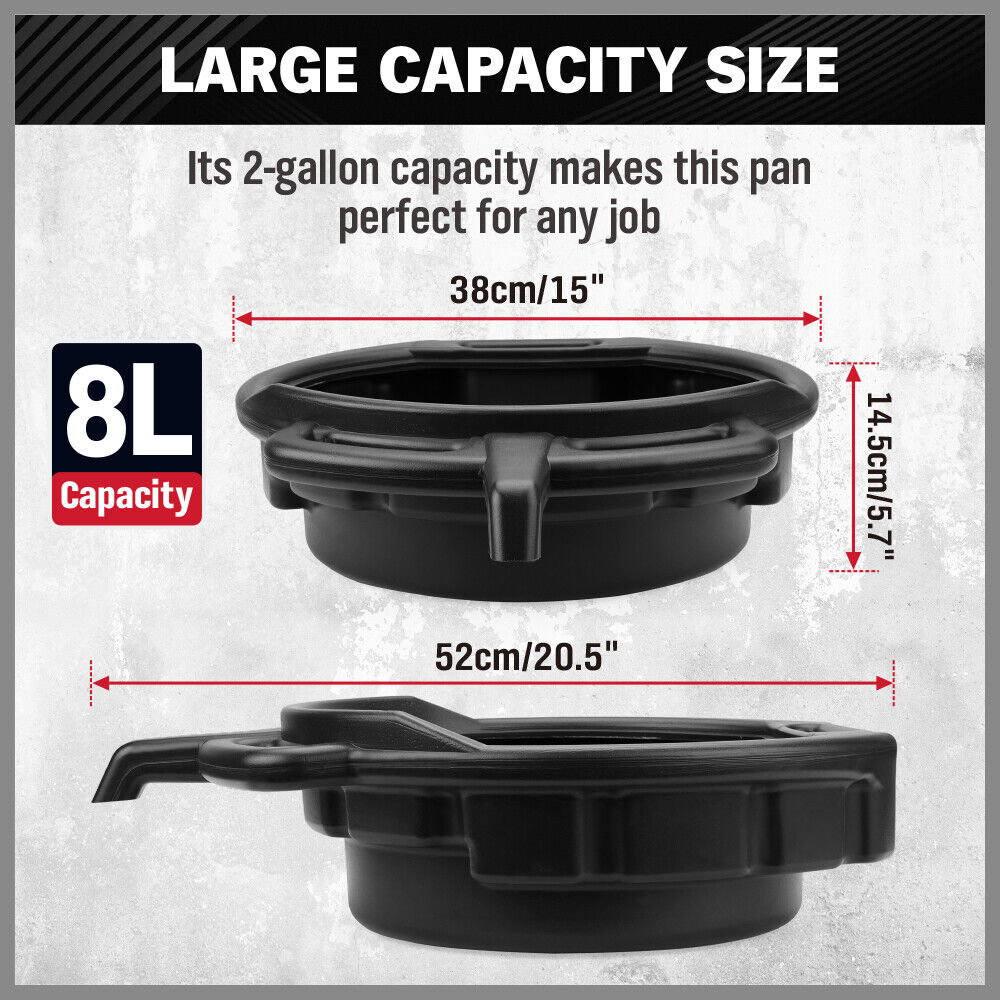 8L Durable Oil Change Pan with Handles & Spout, SEDY