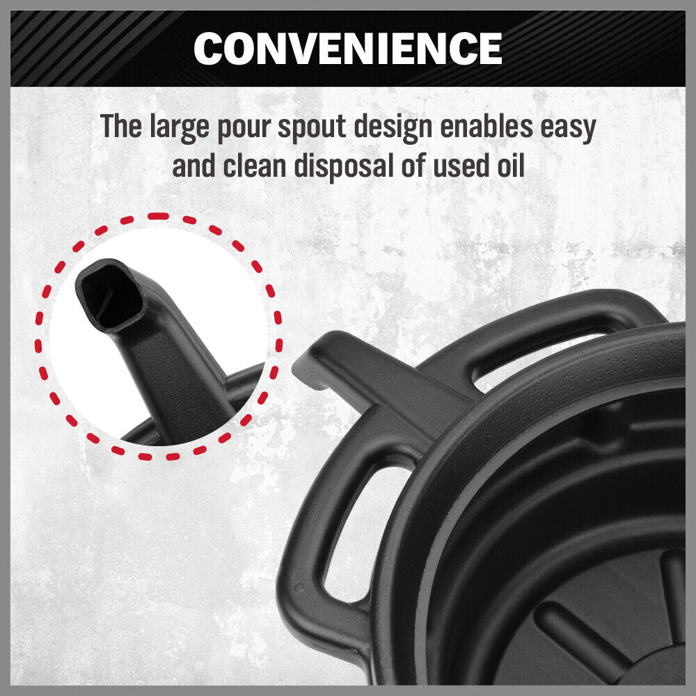 8L Durable Oil Change Pan with Handles & Spout, SEDY