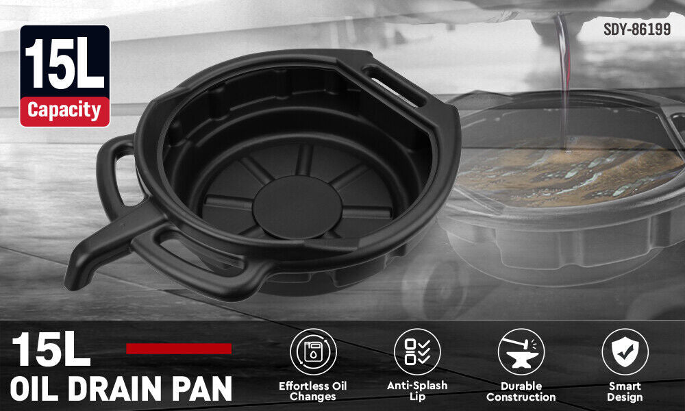 15L Wear-Resistant Oil Change Pan Anti-Splash Portable