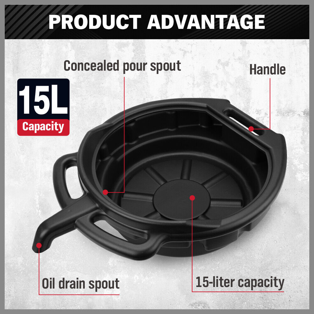 15L Wear-Resistant Oil Change Pan Anti-Splash Portable