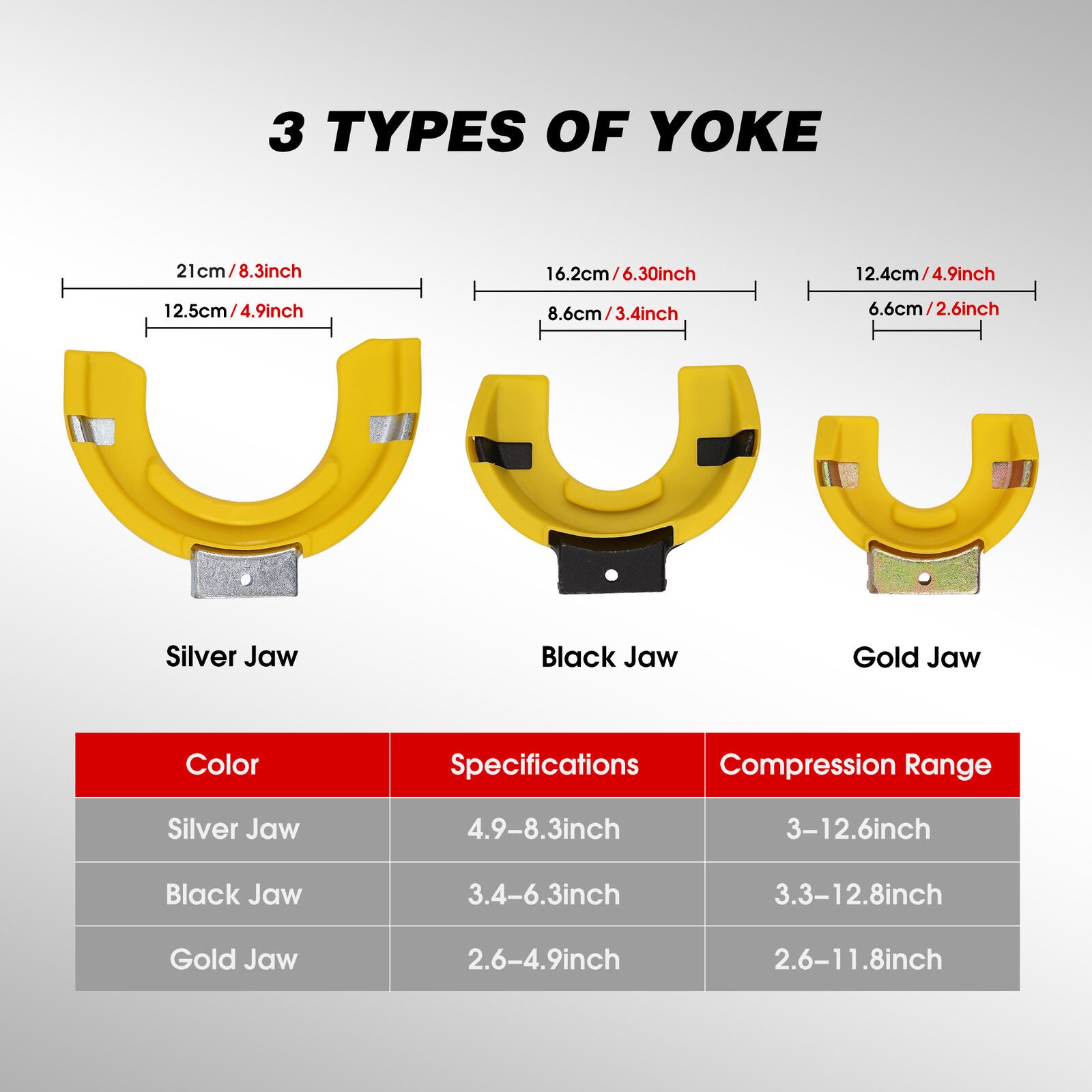 4500Kg MacPherson Strut Coil Spring Compressor Kit, 3 Yokes - HORUSDY