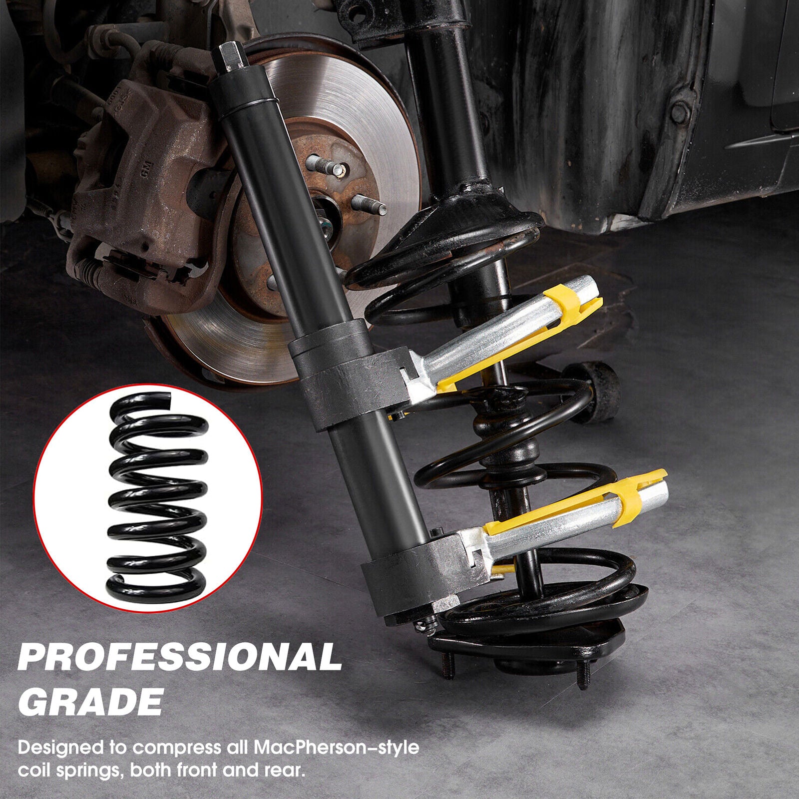 4500Kg MacPherson Strut Coil Spring Compressor Kit, 3 Yokes - HORUSDY