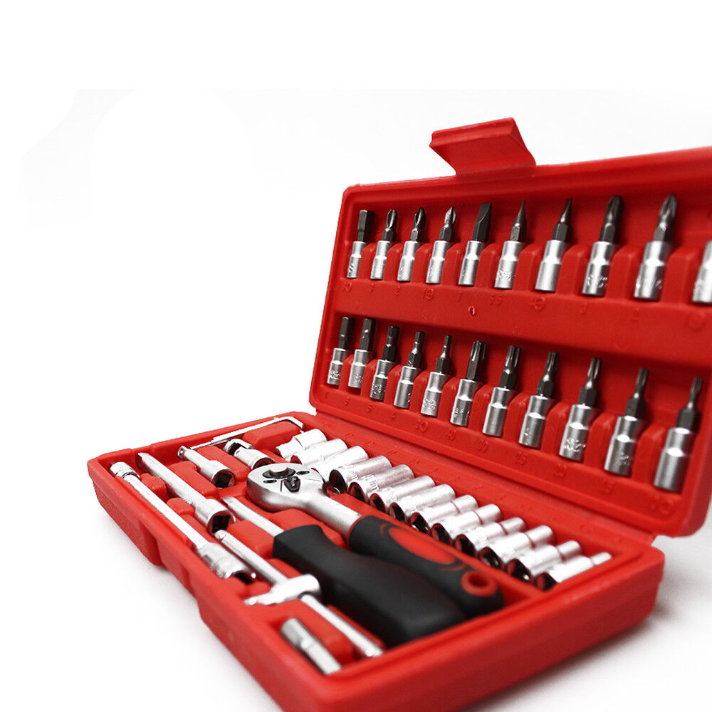 46Pcs Chrome Vanadium Ratchet Screwdriver Wrench Set