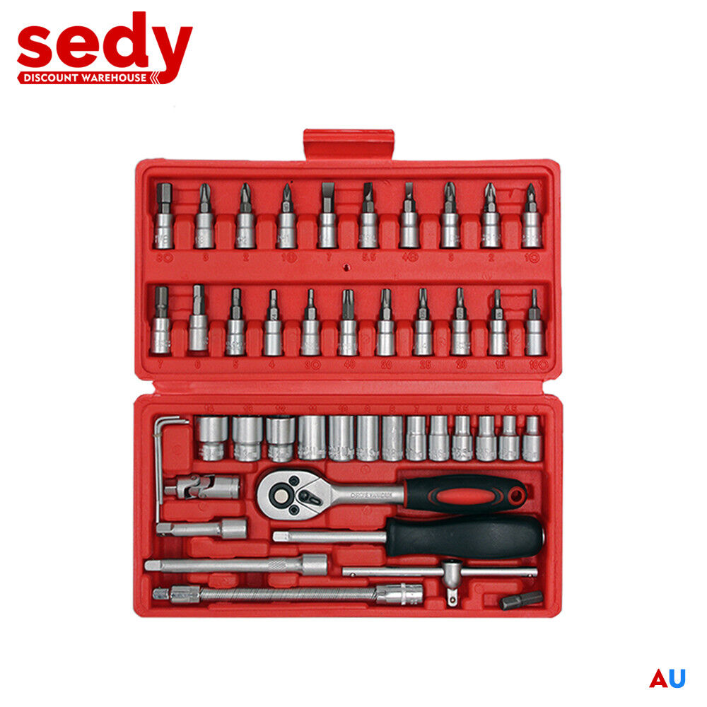 46Pcs Chrome Vanadium Ratchet Screwdriver Wrench Set