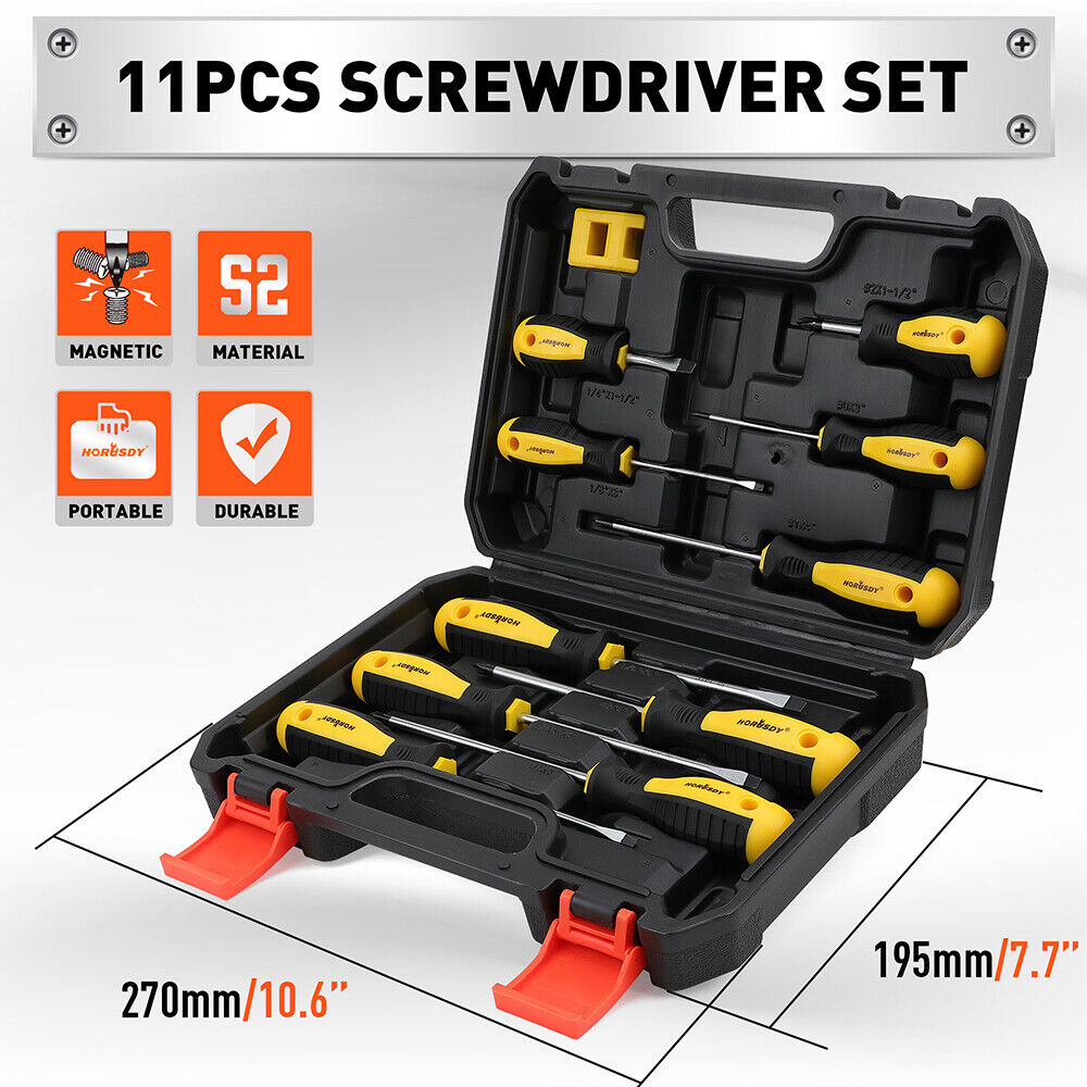 11-Piece Chromium Magnetic Screwdriver Set, Ergonomic Handle